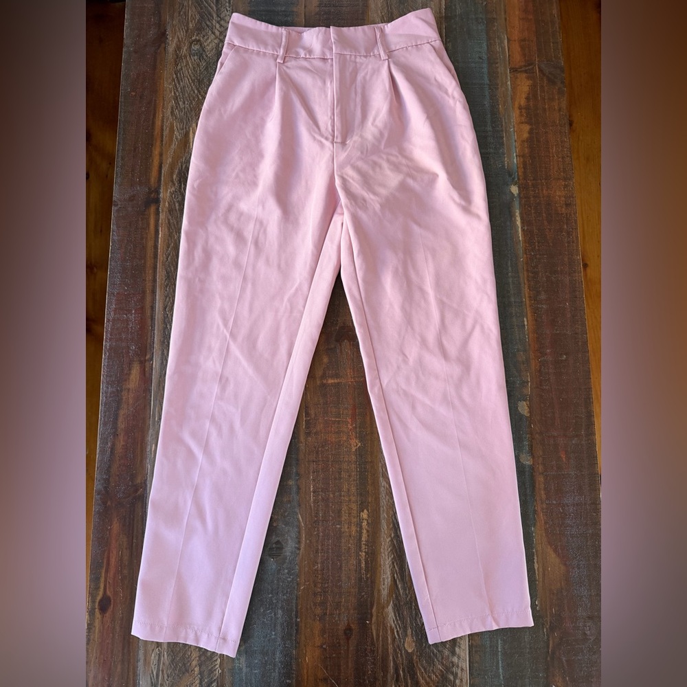 SHEIN Women’s M Pink Pleated High Waisted Tapered Leg Trousers | SKU 0189